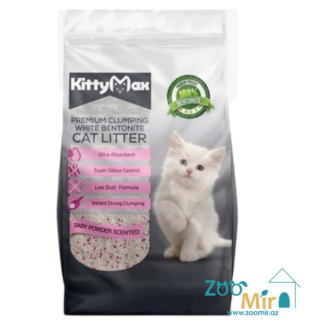 KittyMax Baby Powder, натуральный комкующийся наполнитель с ароматом детской пудры, для кошек, 5 л