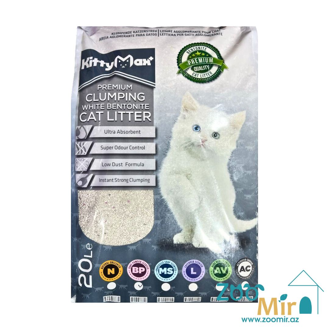 KittyMax Carbon, натуральный комкующийся наполнитель с углем, для кошек, 20 л