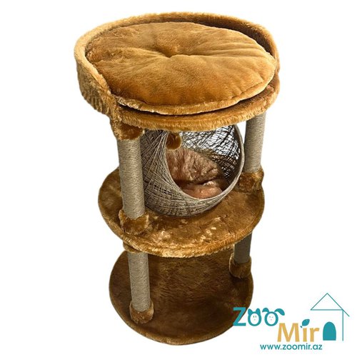 ZooMir, многоуровневая когтеточка для котят и кошек, 55х55х90 см (цвет: коричневый)