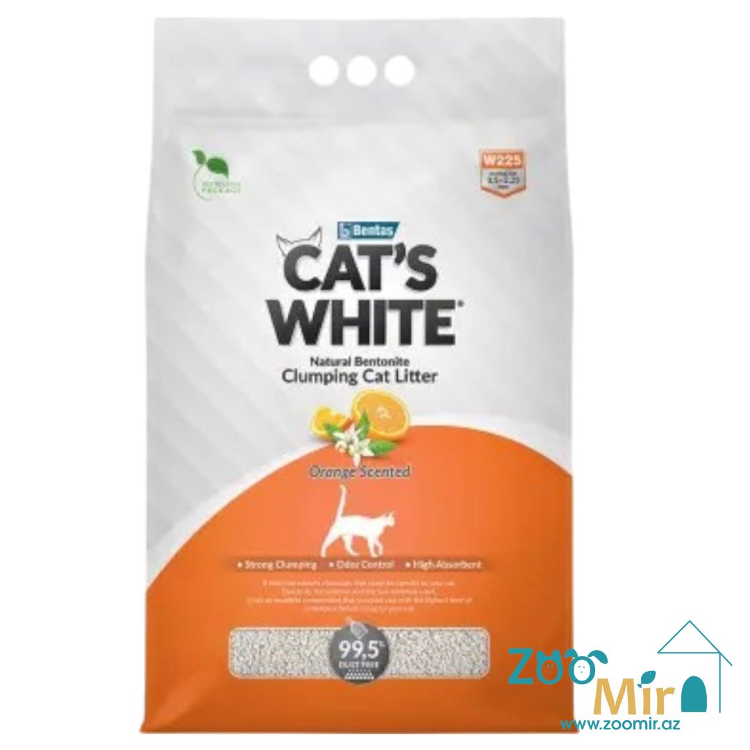 Cat's White Orange, натуральный комкующийся наполнитель с ароматом апельсина, для кошек, 5 л