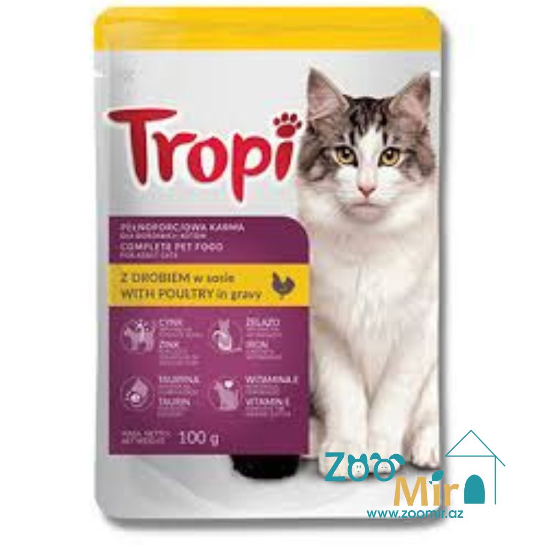 Tropi, влажный корм для взрослых кошек с курицей, 100 гр