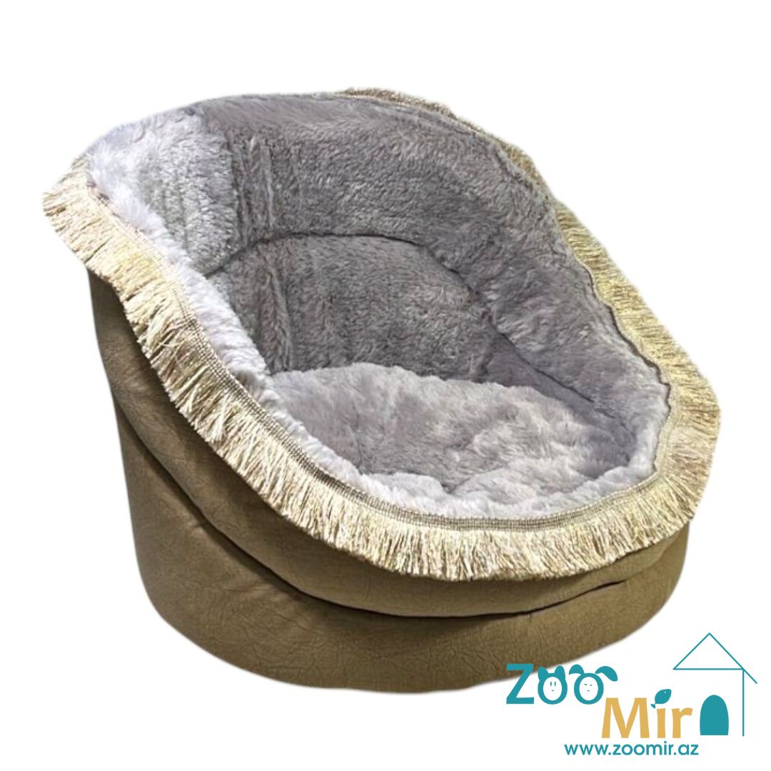 Zoomir, модель лежак "Трон" для кошек и собак мелкий парод, 40х40х30 см (размер S) (цвет: кофейно-серый)