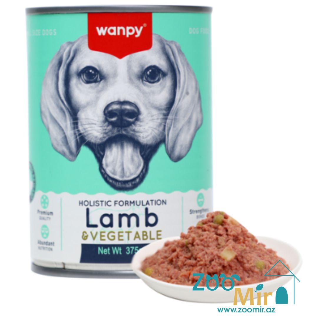 Wanpy, консервы для собак с ягненком и овощами, 375 гр.