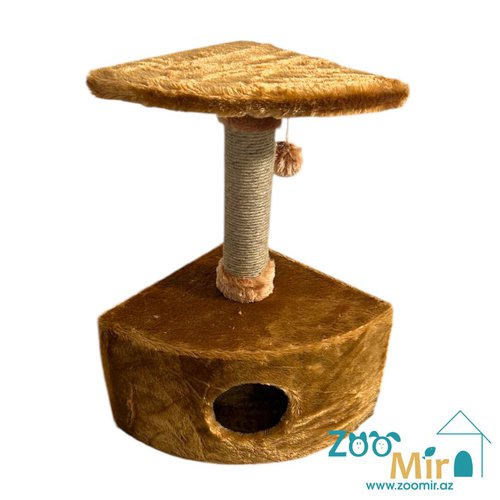 Zoomir, угловая домик-когтеточка, для котят и кошек, 40х40х72 см (цвет: коричневый)