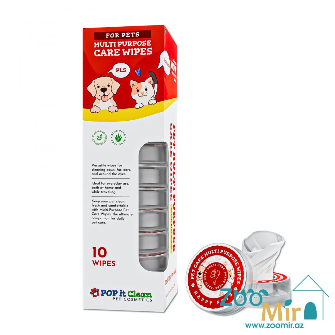 POP it Clean, салфетки влажные гигиенические, для собак и кошек, 22х24 см (цена за 1 коробку в коробке 10 капсул)