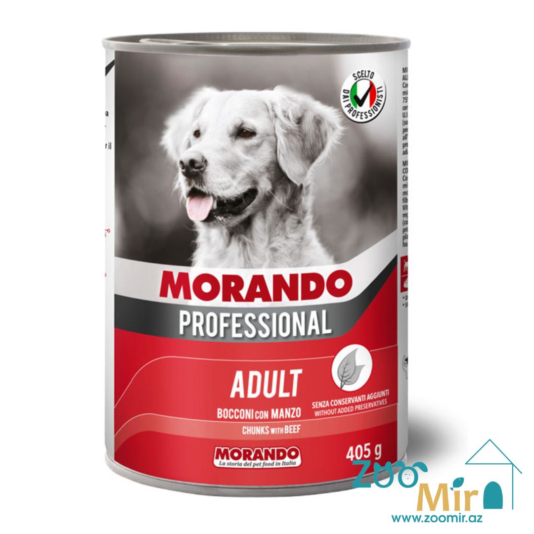 MORANDO Professional, влажный корм для взрослых собак, крупные кусочки с говядиной, 1.250 гр.