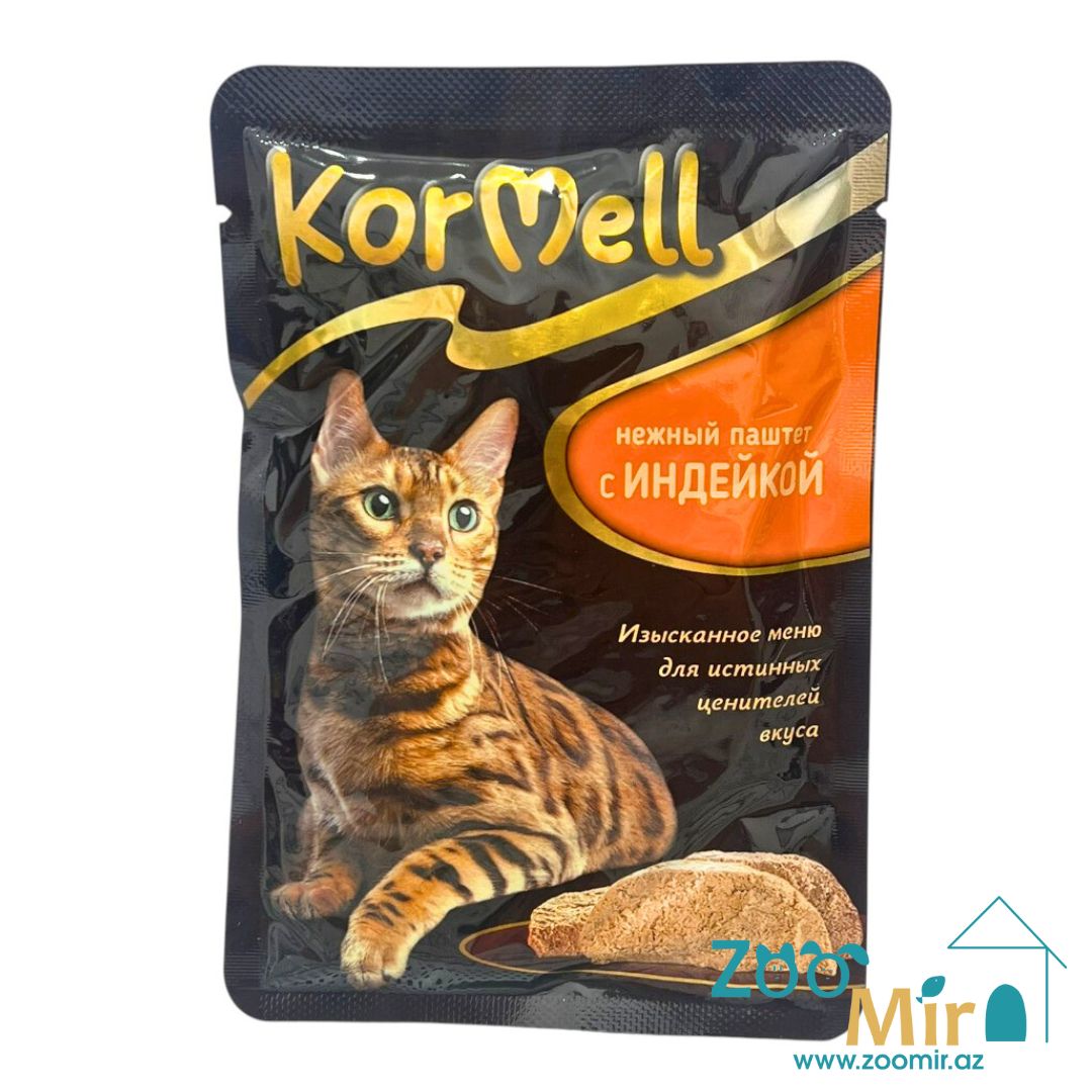 KorMell,  yetkin pişiklər üçün yaş yem, hinduşka ilə pate, 75 qr.