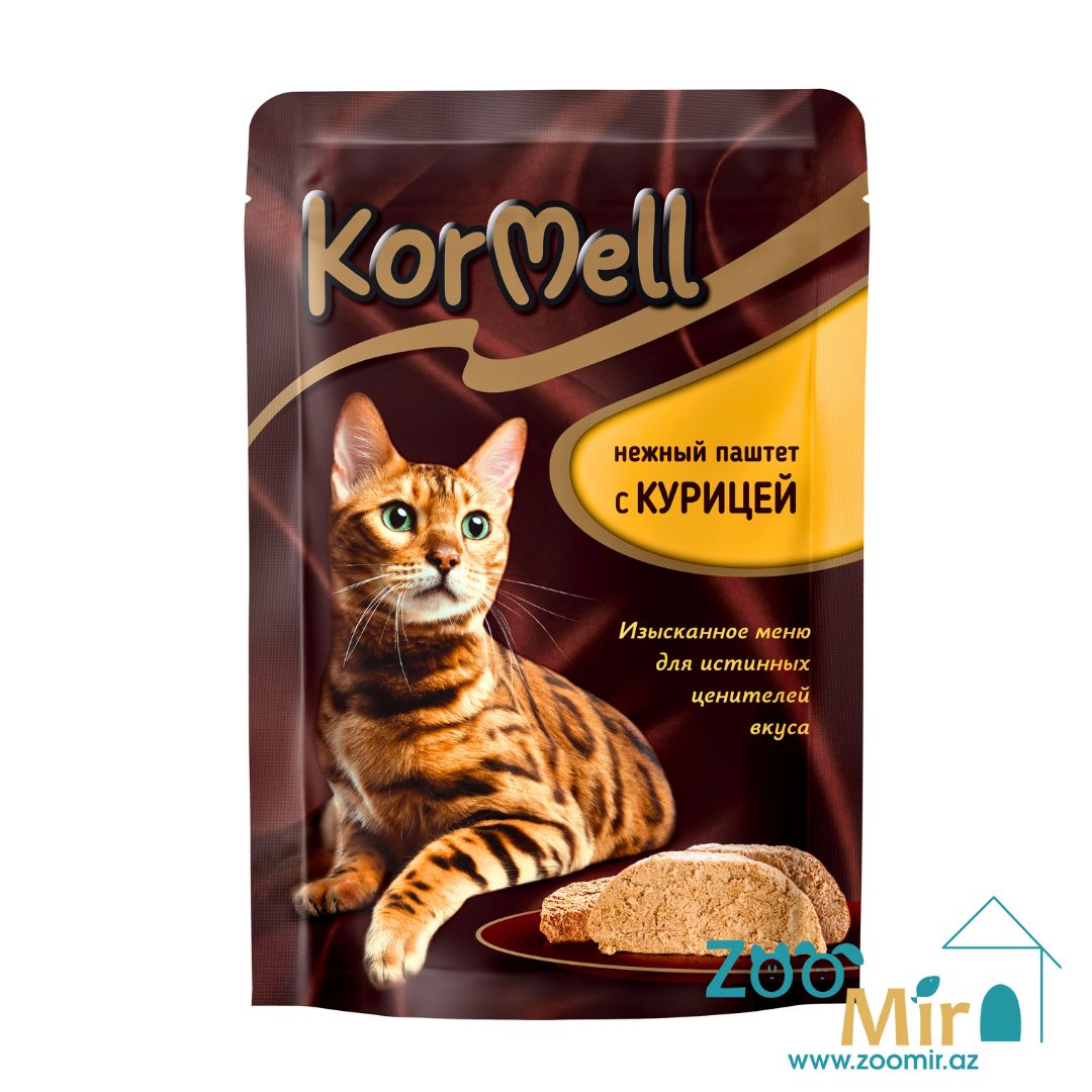 KorMell, влажный корм для взрослых кошек, паштет с курицей, 75 гр.