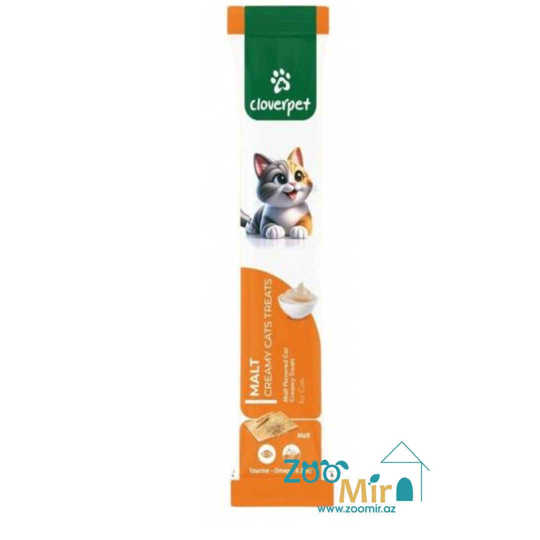 Cloverpet Creamy Cats treats Malt (Taurine Omega & Zinc), кремовые лакомства с ячменем для кошек (таурин, омега и цинк), 15 г (цена за 1 штуку)