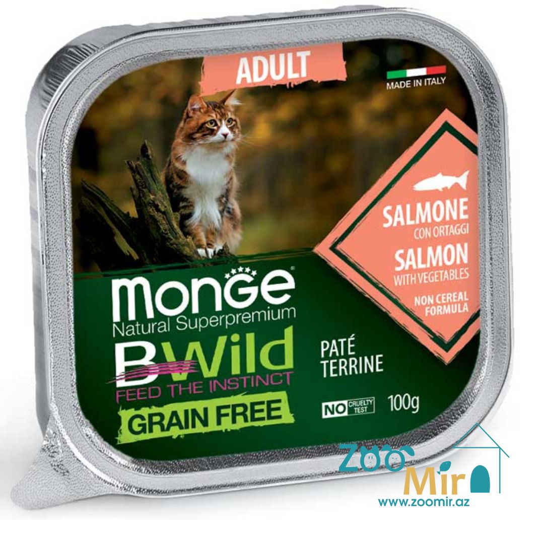 MongeBWild, консервы для взрослых кошек, паштет с лососем, 100 гр