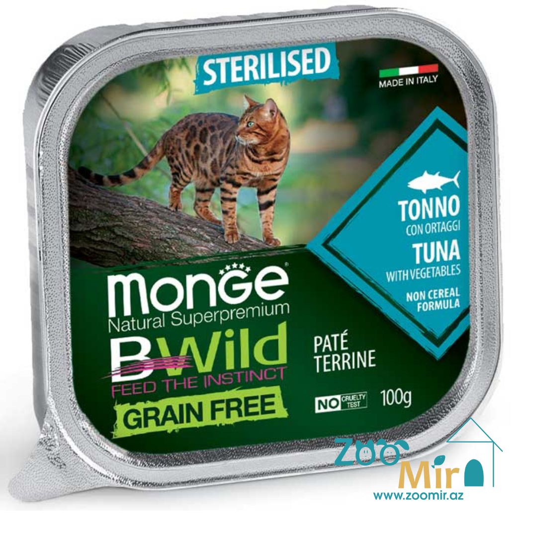 MongeBWild, консервы для стерилизованных кошек, паштет с тунцом, 100 гр