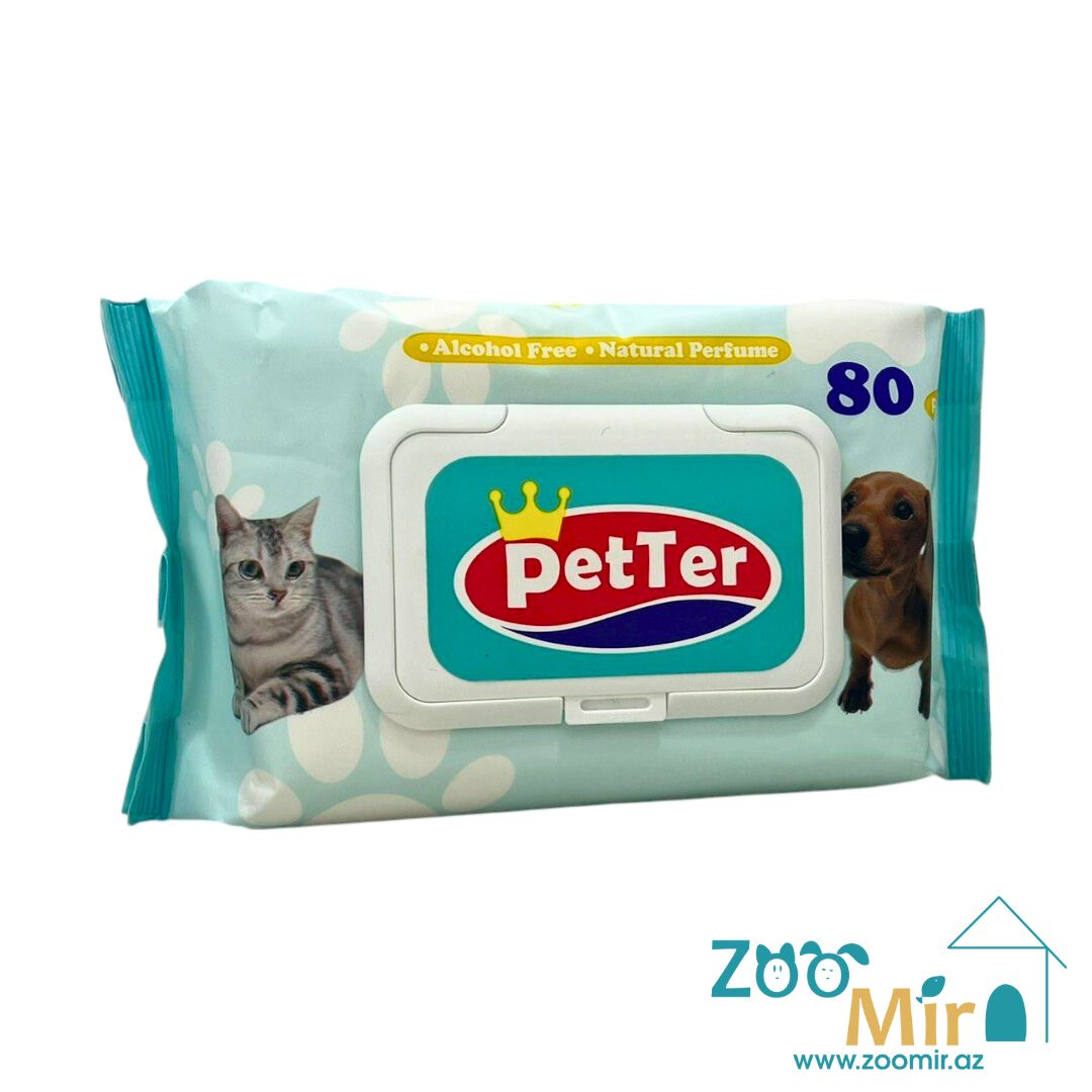 PetTep, универсальные салфетки влажные гигиенические, для собак и кошек, 80 шт. (цена за упаковку)