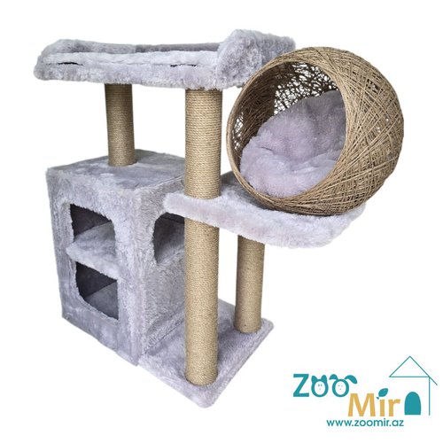 Zoomir "Sweet Home 7", домик когтеточка для котят и кошек, 84×37×88 см (цвет: серый)