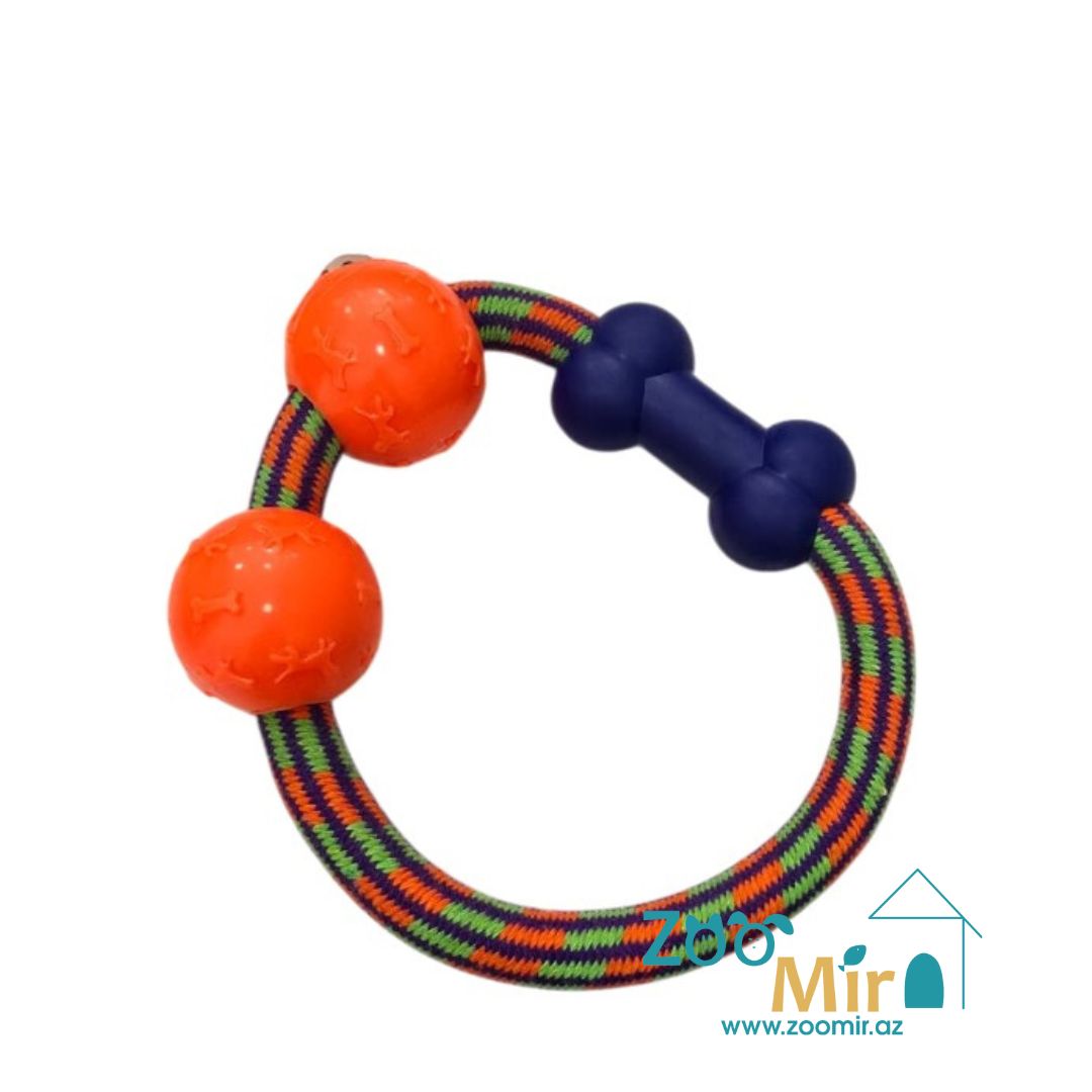 DongDa, цепь-канат с двумя резиновыми мячами, игрушка для собак, диаметр 15 см (цена за 1 игрушку)