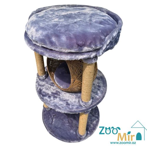 ZooMir, многоуровневая когтеточка для котят и кошек, 55х55х90 см (цвет: темно-серый)