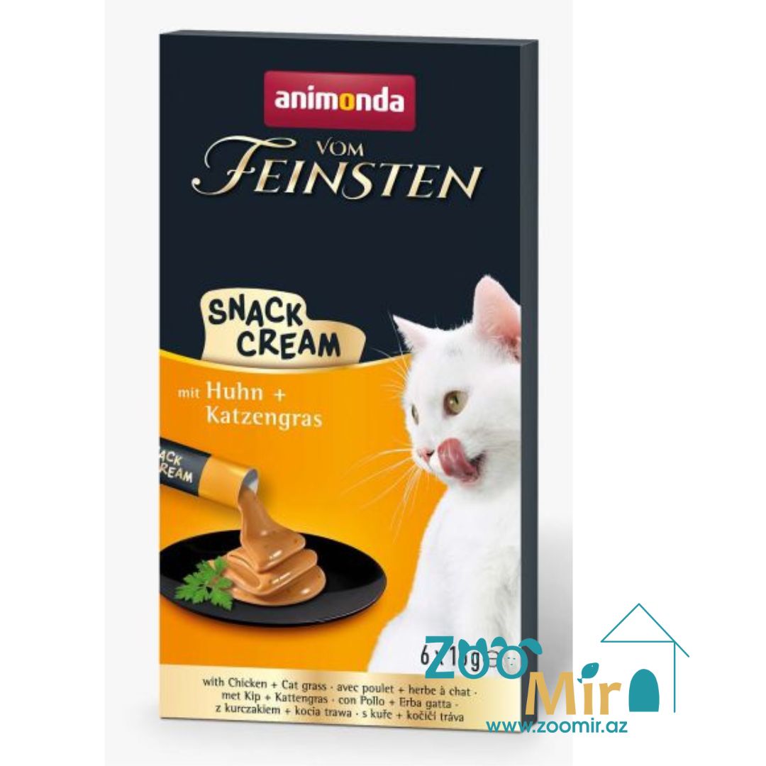 Vom Feinsten Snack-Cream, крем для кошек с курицей и кошачьей травой, 15 гр.  (цена за 1 палочку)