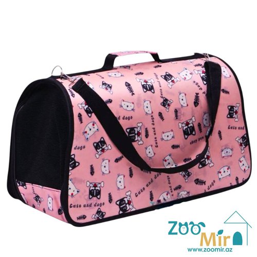 TU, сумка-переноска для мелких пород щенков, котят и кроликов, 37х15х23 см (Размер S, цвет: розовый №2)