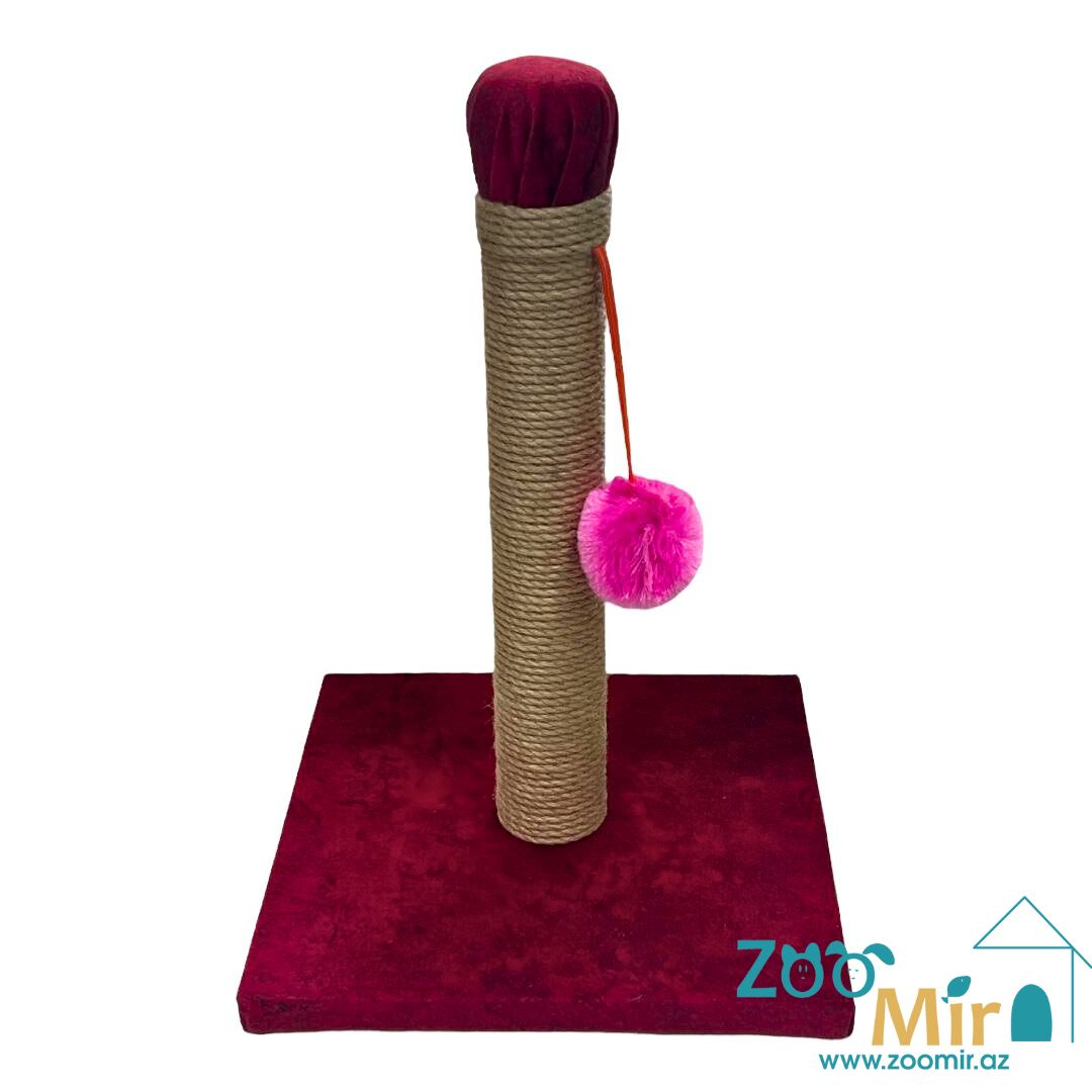 Zoomir, когтеточка с квадратным основанием, для котят и кошек, 42х30х30 см (размер S)(цвет: бордовый)
