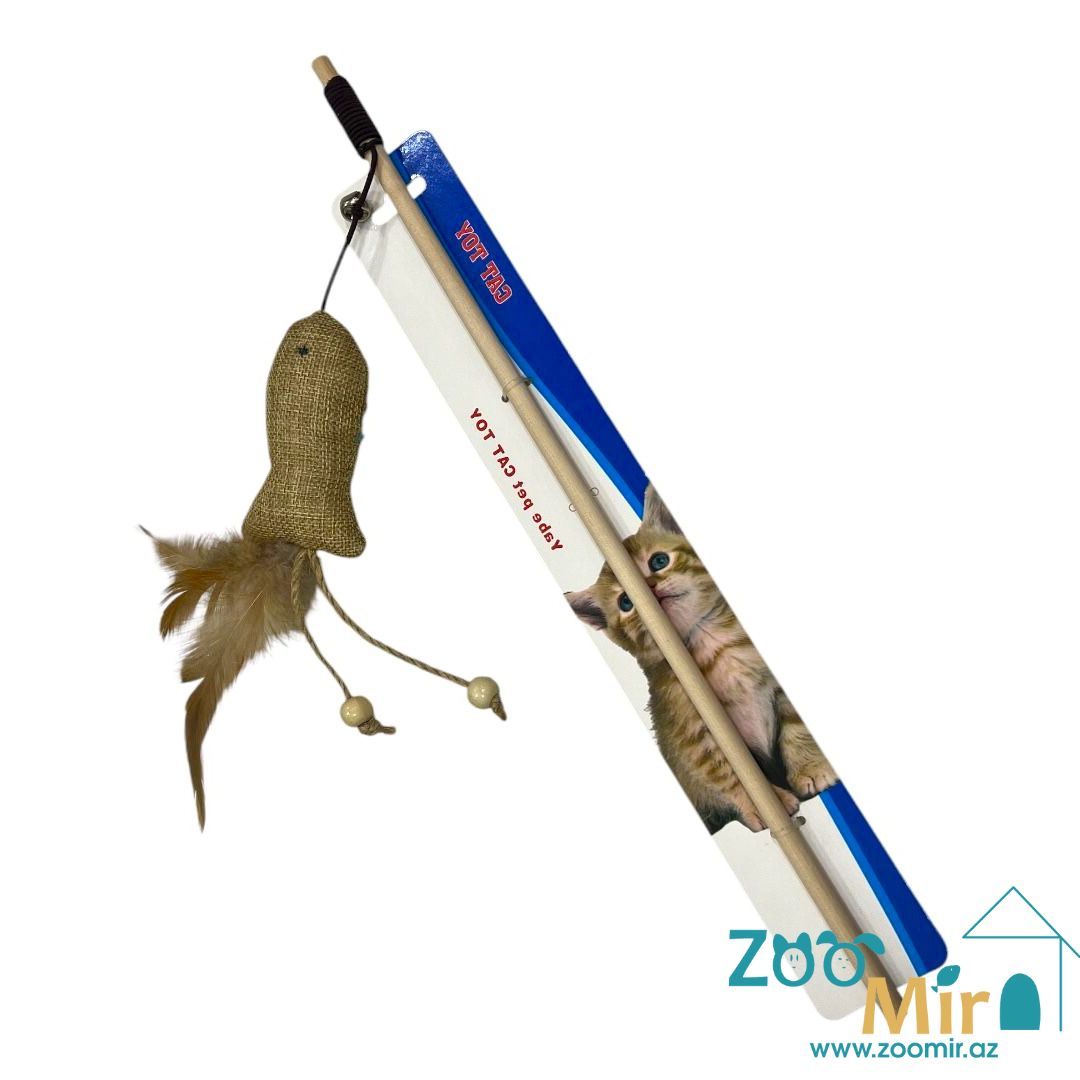 CatToy, игрушка дразнилка, удочка с рыбкой и колокольчиком, 40 см (цена за 1 игрушку)