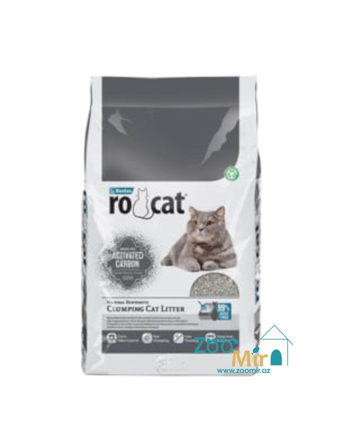 Ro Cat, натуральный комкающийся наполнитель с карбоном, для кошек, 10 л