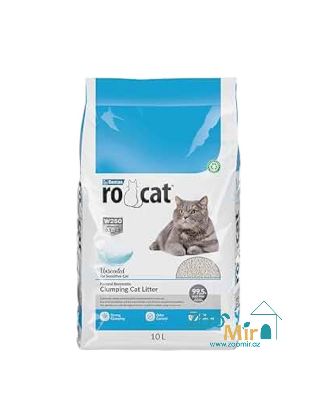 Ro Cat, натуральный комкающийся наполнитель без запаха, для кошек, 10 л