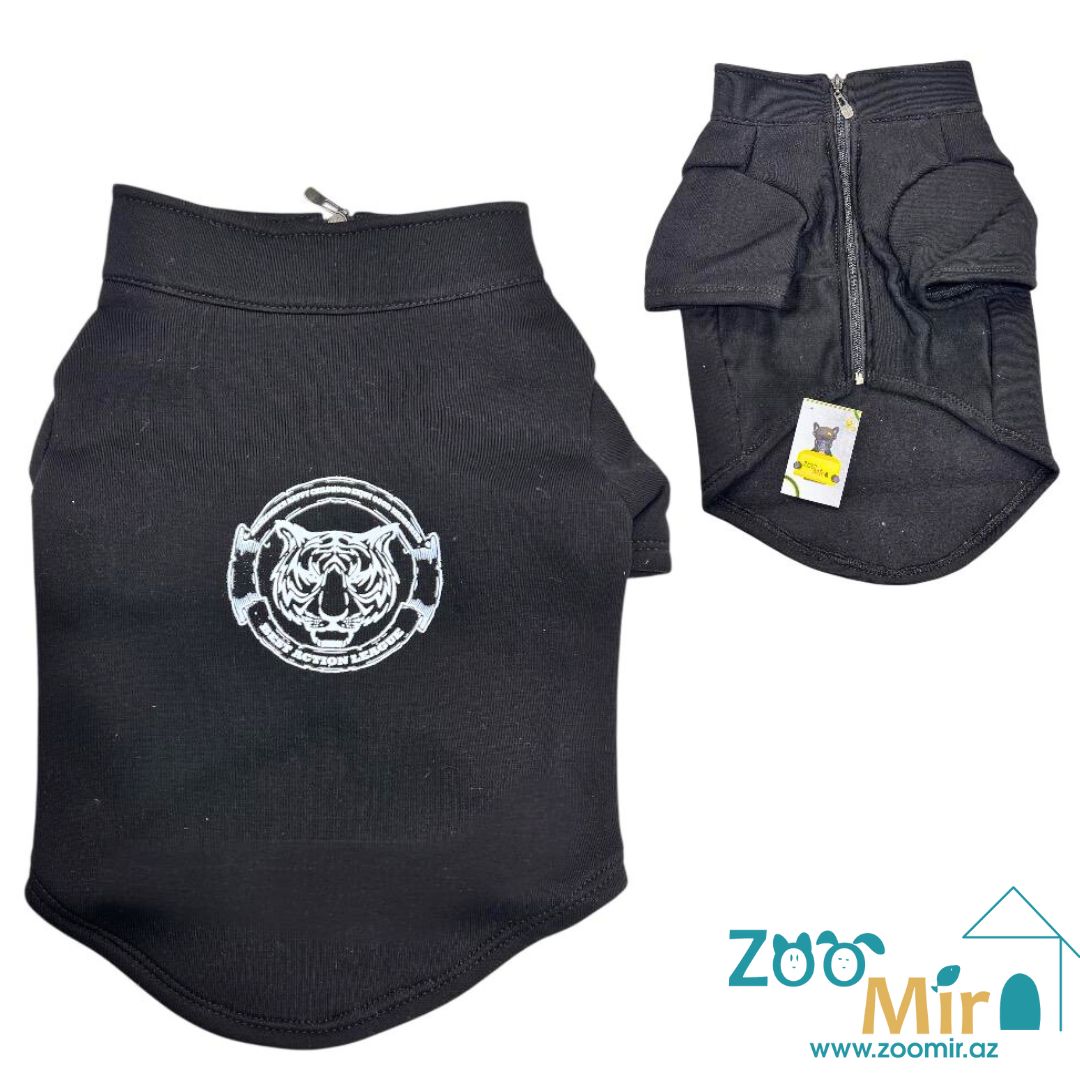 ZooMir, утепленный худи c замком из трикотажной ткани и флисовой изнанкой, для собак, 11 - 15 кг (размер ХL) (цвет: черный)