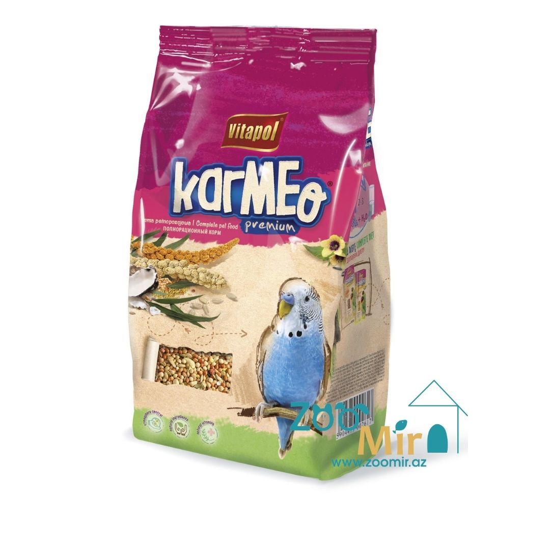 Vitapol Karmeo Premium, сбалансированная зерновая смесь для ежедневного кормления, корм для волнистых попугаев, 500 гр. (цена за 1 пачку)