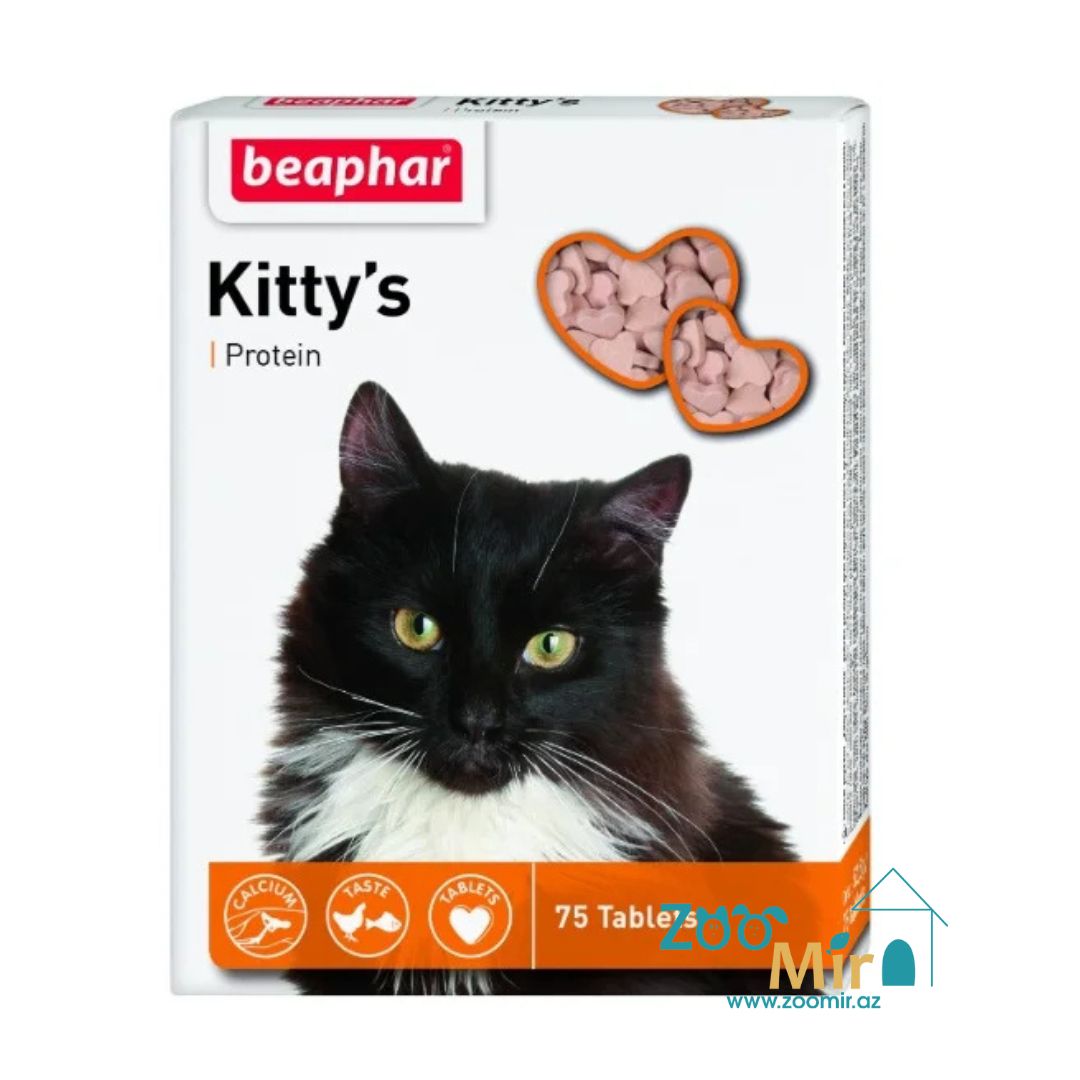 Beaphar Kitty's Protein, витамины для нормализации обмена веществ и поддержания здоровья у кошек и котят старше 6 недель, 75 таб. (цена за 1 упаковку)