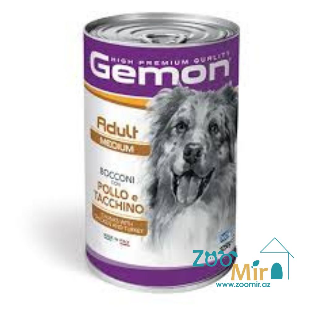 Gemon, консервы для собак крупных пород со вкусом курицы и индейки, 1250 гр.