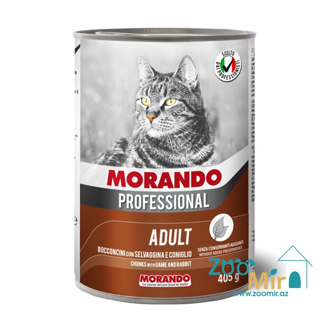 MORANDO Professional, влажный корм для взрослых кошек, кусочки с дичью и кроликом, 405 гр.