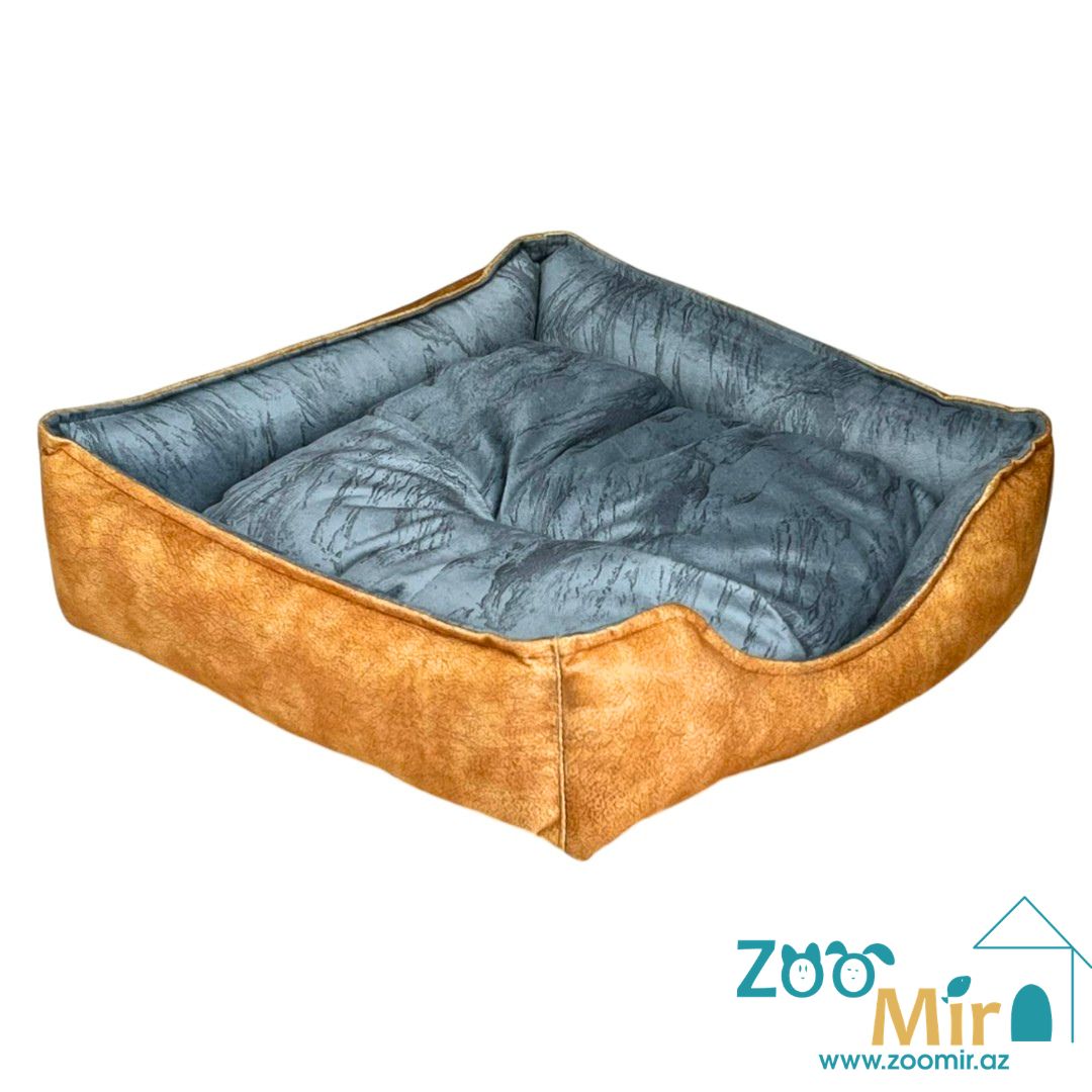 Zoomir, лежак для мелких пород собак и кошек, 42x42x12 см (размер S) (цвет: желто-серый)