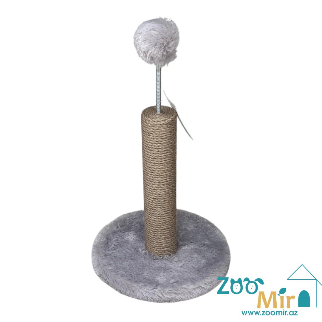 Zoomir, интерактивная игрушка когтеточка с квадратным основанием, для котят и кошек, 23х23х49 см (цвет: серый)