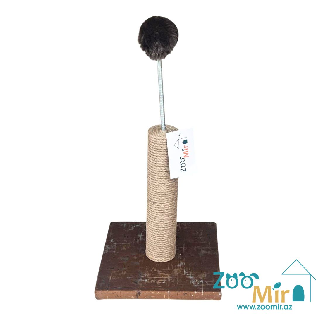 Zoomir, интерактивная игрушка когтеточка с квадратным основанием, для котят и кошек, 23х23х49 см (цвет: коричневый)