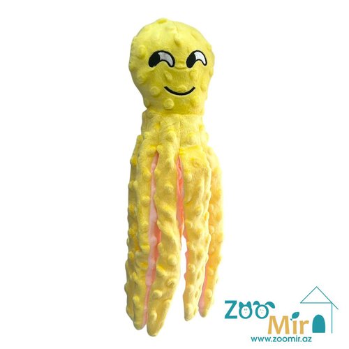 Pet Vogue, плюшевая игрушка в форме "Осьминожка", внутри шуршащая фольга для привлечения внимания, для собак и кошек, 35 см (цена за 1 игрушку)(цвет: желтый)