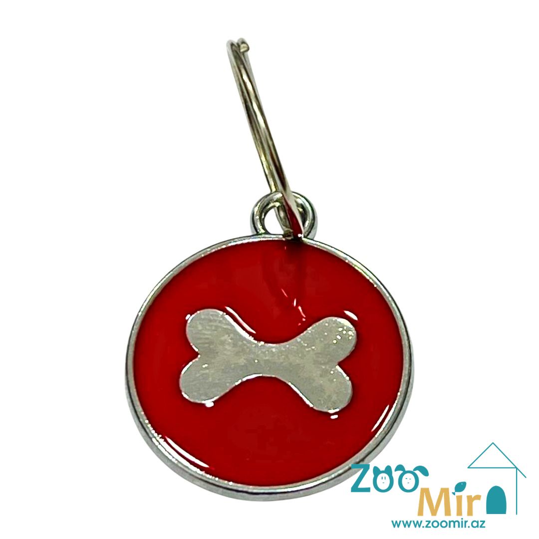 Accsesirjos de Mascotas, кулон в форме круга для адреса, 2.5 см (цвет: красный)