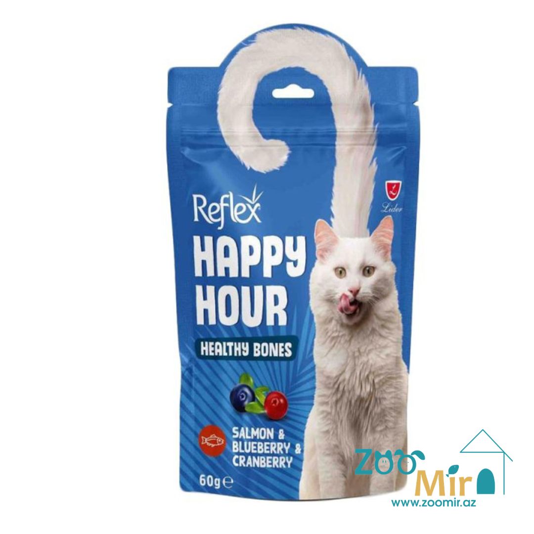 Reflex Happy Hour, Лакомство для кошек с лососем, черникой и клюквой, 60 гр
